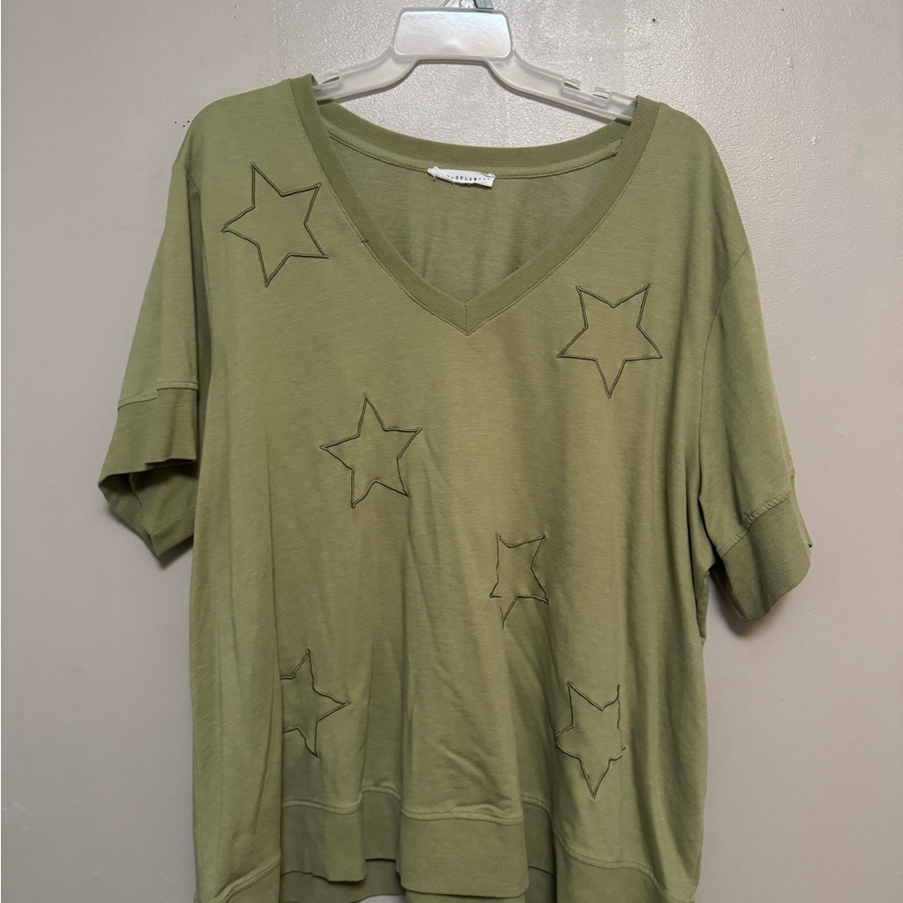 Olive Green Star Embellished Women's Top